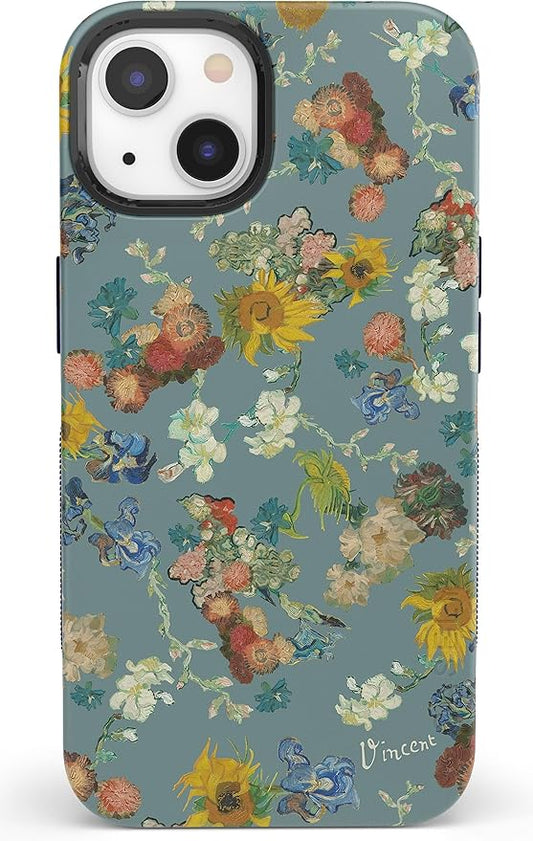 Casely iPhone 14 Case | Van Gogh's Flowers | 50th Anniversary | Compatible with MagSafe | Bold Protective Design