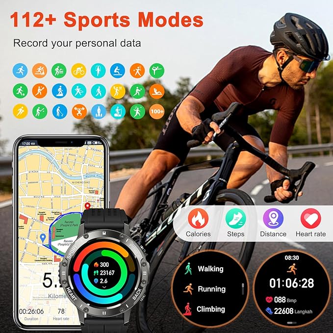 Smart Watch for Men Fitness Tracker: Bluetooth Waterproof Make Answer Call Digital Mens Watches Running Smartwatch for Android Phones iPhone Samsung Compatible Step Pedometer Sleep Heart Rate Monitor