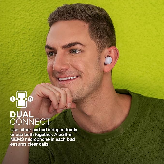 JLab Go Air Pop True Wireless Earbuds, in Ear Headphones, Bluetooth Earphones, Ear Buds with 32H Playtime, Bluetooth Earbuds with Microphone, USB Charging Case, Dual Connect, EQ3 Sound, Lilac