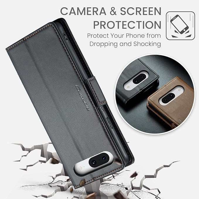 for Google Pixel 8A Case, Premium PU Leather Wallet Case Flip Cover with [RFID Blocking][Card Holder][Stand Function] Shockproof Protective for Google 8A, Black