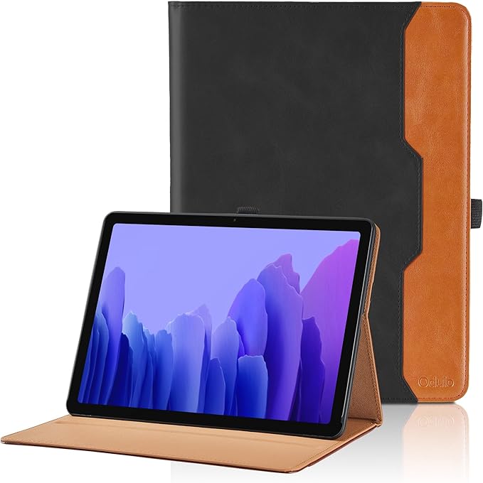 Case for Samsung Galaxy Tab A7 10.4 Inch 2020 (SM-T500/T505/T507) - PU Leather Folio Stand Case with Hand Starp and Pocket, Auto Wake/Sleep Smart Tablet Cover, Black