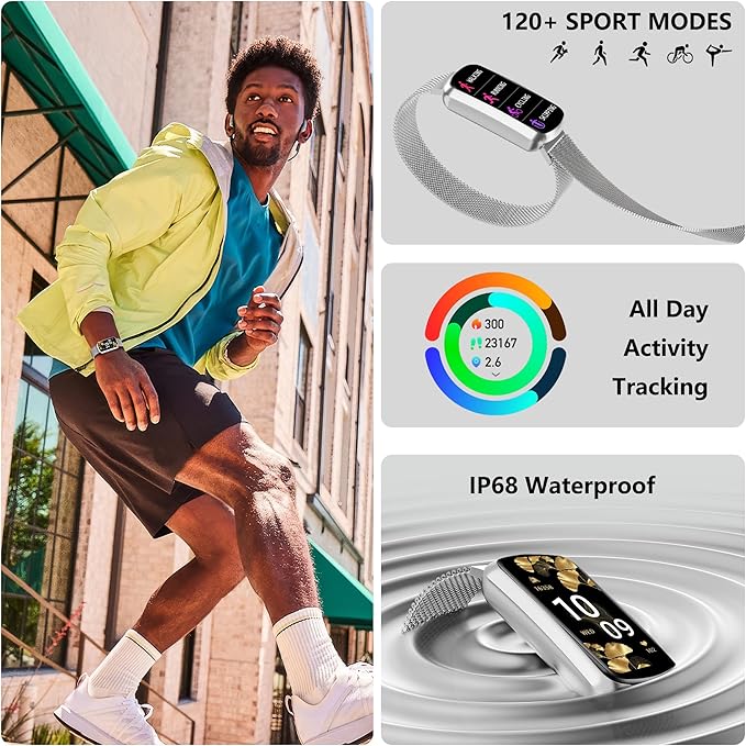 Health Fitness Tracker, Smart Watch with 24/7 Heart Rate and Blood Pressure Monitor, Activity Tracker with Blood Oxygen, 120 Sport Mode Waterproof Sleep Tracker for Women Men