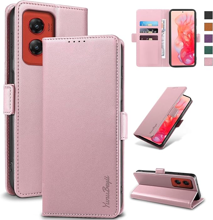 Wallet Flip Case for Moto G Stylus 5G (2024) - [RFID Blocking] Luxury PU Leather Card Holder Magnetic Phone Cover with Kickstand,Shockproof Protective Case,Pink