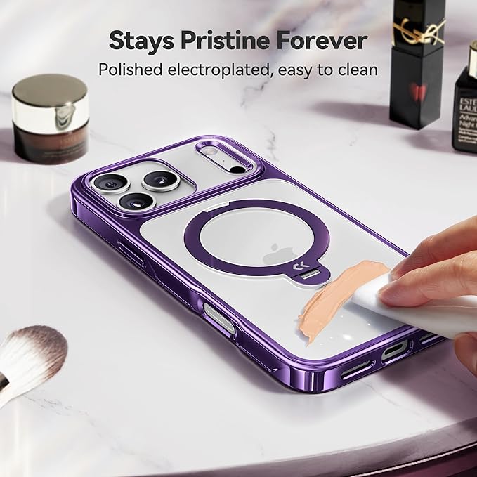 CASEKOO Purple for iPhone 17 Pro Max Case with 360 Spin Magnetic Stand [Fit for MagSafe][17FT Military Protection] Slim Polished for iPhone 17 Pro Max Case with Stand 6.9'', Purple