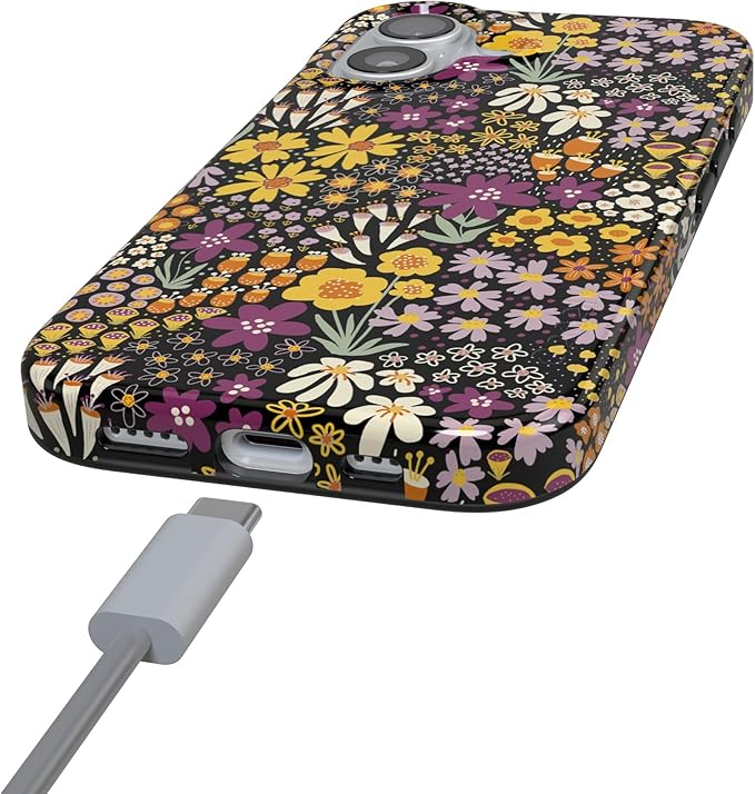 Casely iPhone 17 Case | Falling for You | Plum Floral | Compatible with MagSafe | Classic Ultra Slim Design