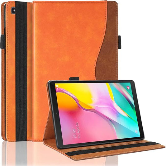 Case for Samsung Galaxy Tab A 10.1 2019 (SM-T510/T515) Bussiness Premium Slim PU Leather Stand Folding Folio Cover for Galaxy Tab A 10.1 Inch Tablet SM-T510/T515 2019 Modle Cover-Orange