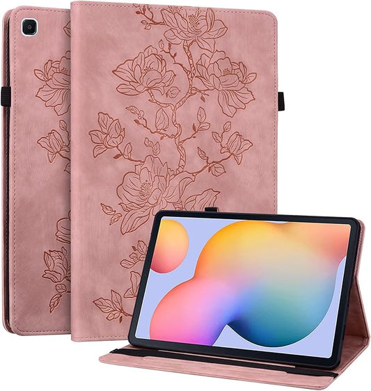 Case for Samsung Galaxy Tab S6 Lite 10.4 Inch 2024/2022/2020, Slim PU Leather Folio Cover with Multi-Angle Stand and Pen Holder, Pink
