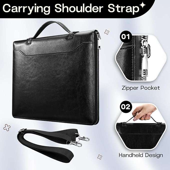 E NET-CASE 9.6-11 Inch Universal Tablet Case with Tri-Angle Adjustable Stand (Vertical/Horizontal), Detachable Shoulder Strap & Document Card Pocket, Premium PU Leather(Black)