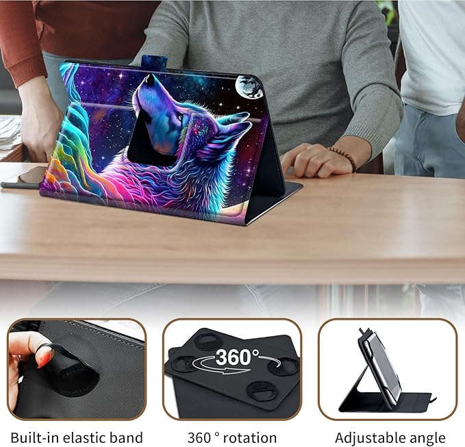 Case for Lenovo Tab P11 Pro Gen 2 11.2" 2022,Mxfdegf 360 Degree Rotating Stand and Magnetic Closure Case for 11.2 inch Lenovo Tab P11 Pro 2nd Generation,Nebula/Galaxy Wolf