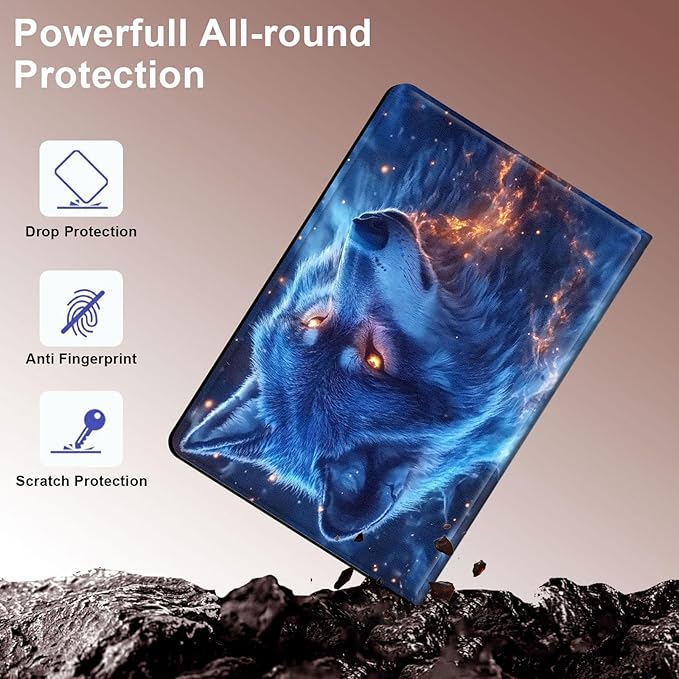 Case for Samsung Galaxy Tab A9+/A9 Plus 11” 2023 Model (SM-X210/X216/X218), Slim PU Leather Stand Cover with Auto Wake/Sleep, Multi-Angle Viewing & Shockproof, Blue Wolf