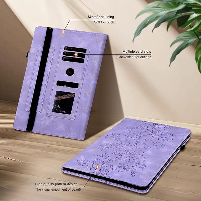 Case for Samsung Galaxy Tab S11 2025 11 inch (SM-X736B/X730), Slim PU Leather Folio Cover with Multi-Angle Stand and Pen Holder, Purple