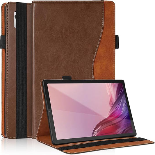 for Lenovo Tab M9 Case 9.0 inch (TB-310FU, 2023 Released) Business PU Leather Multi-Angle Stand Flip Case with Pencil Holder Card Slot for Lenovo Tab M9 9" Android Tablet-Brown