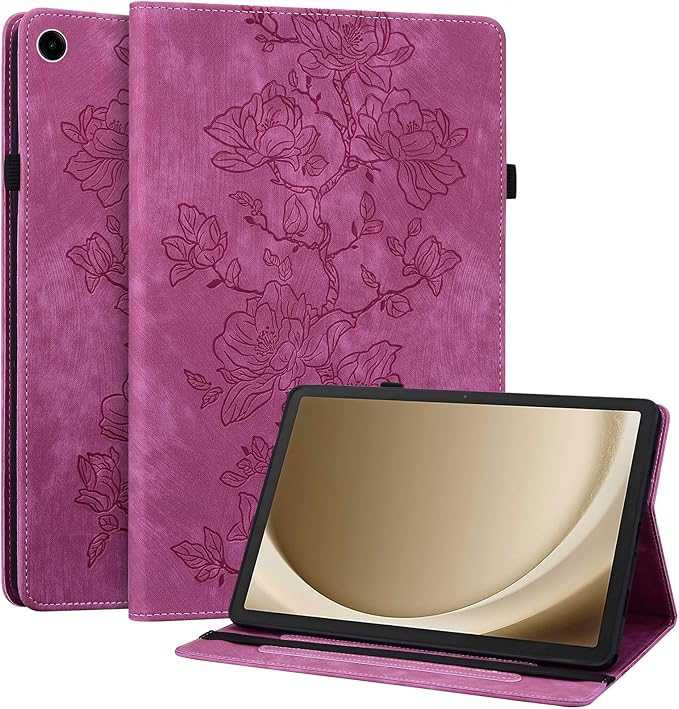 Case for Samsug Galaxy Tab A9+ Plus 11 inch 2024 (SM-X210/X216/X218), Slim PU Leather Folio Cover with Multi-Angle Stand and Pen Holder, Rose