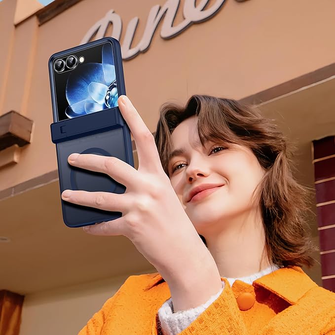 for Samsung Galaxy Z Flip 7 Case Compatible with Magsafe [Hinge Protection＆ Kickstand][Built-in Front Screen Protector] 15FT Military Shockproof Full Body Phone Case for Galaxy Z Flip 7 (Blue)