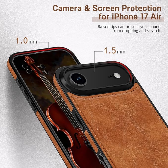 LOHASIC for iPhone 17 Air Leather Case, Slim Business PU Classic Elegant Style Soft Non-Slip Grip Shockproof Rugged Protective Cover Phone Case for iPhone17 Air 6.5" 2025 - Sand Dune