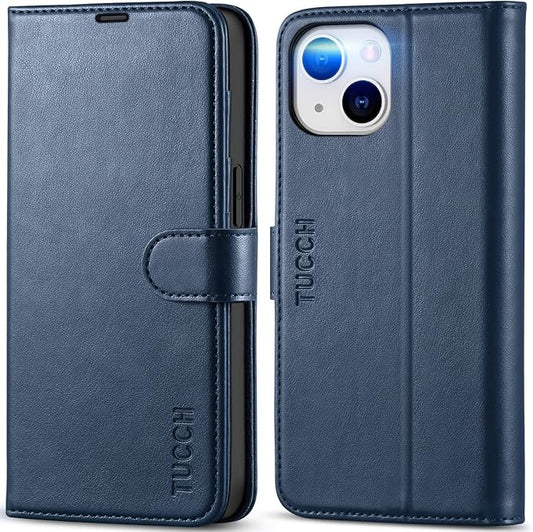 TUCCH Case for iPhone 14 Case Wallet 6.1", [TPU Shockproof Inner Shell], PU Leather [RFID Blocking] 4 Card Holder Magnetic Stand Protective Cover Compatible with iPhone 14 2022, Dark Blue