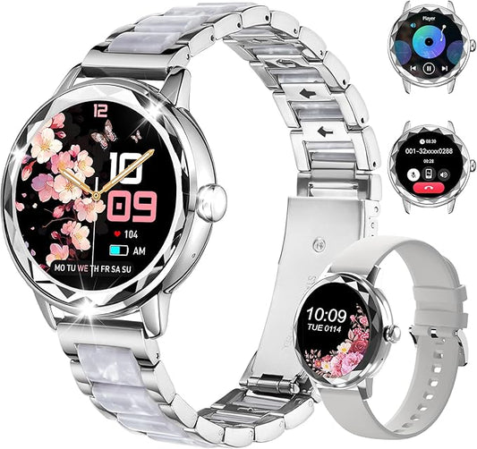 Smart Watch for Women with Make/Answer Call, 1.2" Adjustable Fitness Watch with Heart Rate Sleep Monitor Female Cycle and 100+ Sports Modes for iOS Android