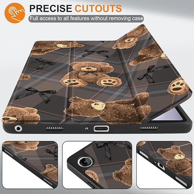 MEEgoodo Case for Samsung Galaxy Tab A9 Plus 11 inch Cover 2024 2023 with S Pen Holder, A9+ Smart Tablet Cases with Leather Trifold Stand+Soft TPU Back Shell+Smart Auto Wake/Sleep, Cute Little Bear