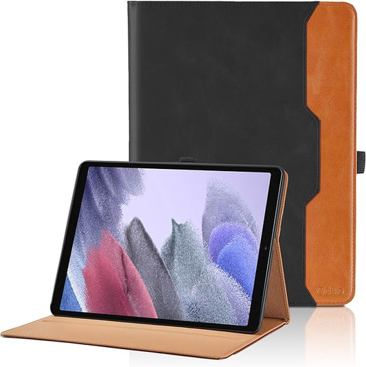 Case for Samsung Galaxy Tab A7 Lite 8.7 Inch 2021 (SM-T227/T225/T220) - PU Leather Business Flip Case with Hand Strap and Pocket, Black