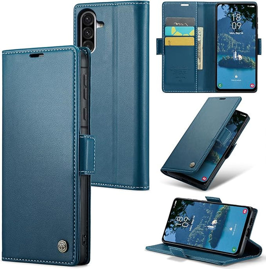 for Samsung Galaxy A36 5G Case, Premium PU Leather Wallet Case Flip Cover with [RFID Blocking][Card Holder][Stand Function] Shockproof Protective for Samsung Galaxy A36, Blue