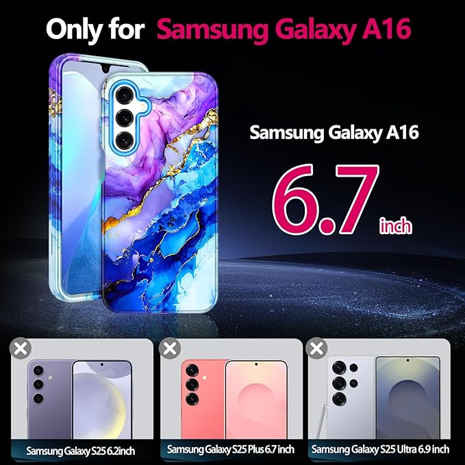Casetego for Galaxy A16 5G Case,Compatible with MagSafe,[Military Grade Drop Test] Full Body Protection Slim Shockproof Rugged Marble Women Case for Samsung Galaxy A16 5G 6.7 inch,Azure Blue