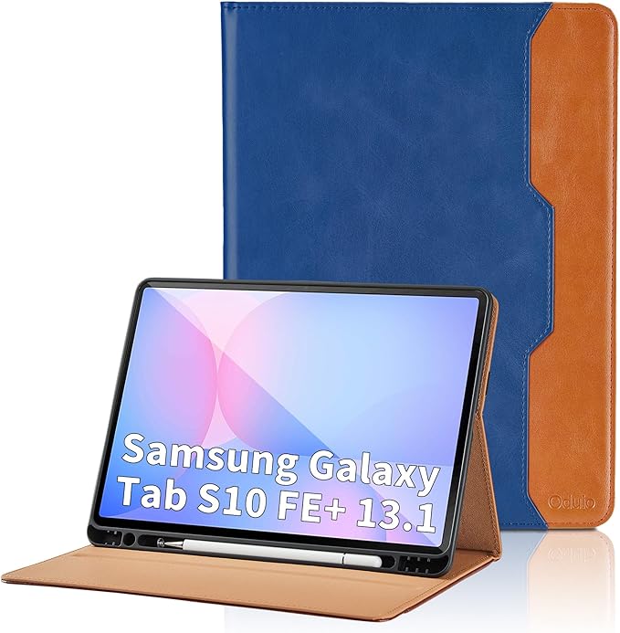 Case for Samsung Galaxy Tab S10 FE Plus 13.1-Inch 2025 - Model SM-X620/SM-X626B with S Pen Holder and Pocket, PU Leather Business Folio Stand Cover for Galaxy S10 FE+, Blue