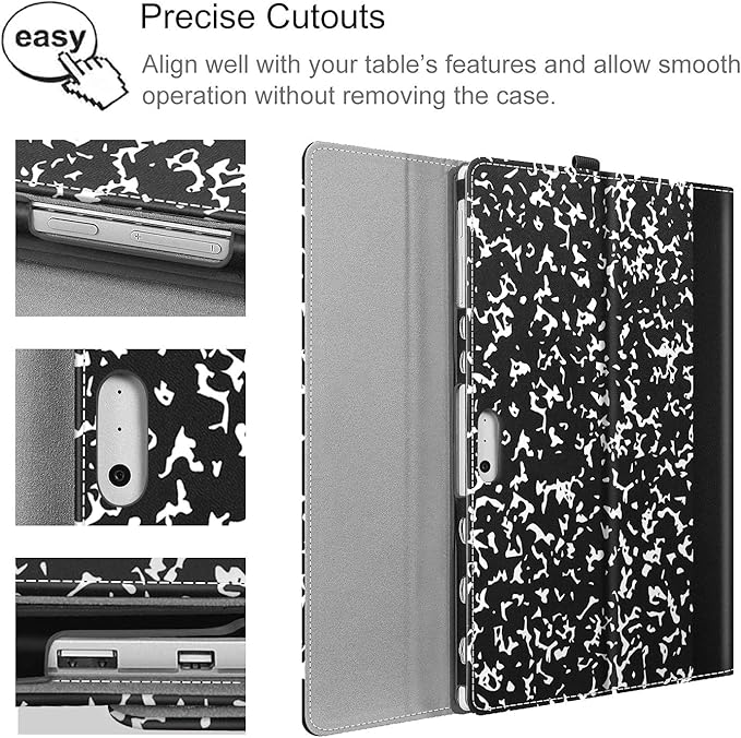 Fintie Case for 12.3 Inch Microsoft Surface Pro 7 Plus, Surface Pro 7/6/5/4/3 - Portfolio Business Cover with Pocket, Compatible with Type Cover Keyboard, Composition Book