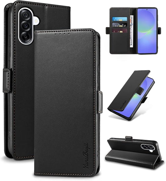 Wallet Flip Case for Samsung Galaxy A36 5G - [RFID Blocking] Luxury PU Leather Card Holder Magnetic Phone Cover with Kickstand,Shockproof Protective Case,Black