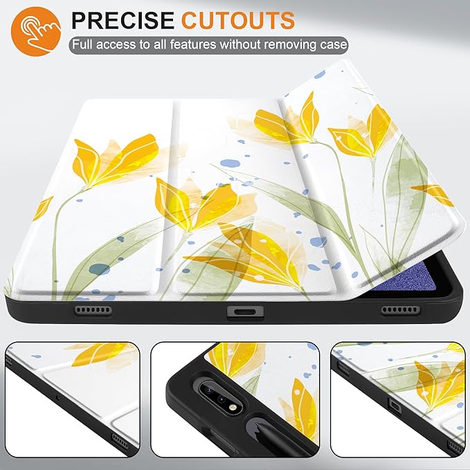 Case for Samsung Galaxy Tab S8 2022 & S7 2020, Shockproof Tablet Case for Samsung Tab S8/S7 11 inch with Auto Sleep/Wake & Trifold Stand & Soft TPU Back Cover, Botanical Watercolor