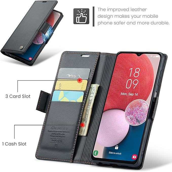 for Samsung Galaxy A13 4G/5G Case, Premium PU Leather Wallet Case Flip Cover with [RFID Blocking][Card Holder][Stand Function] Shockproof Protective for Samsung Galaxy A13, Black