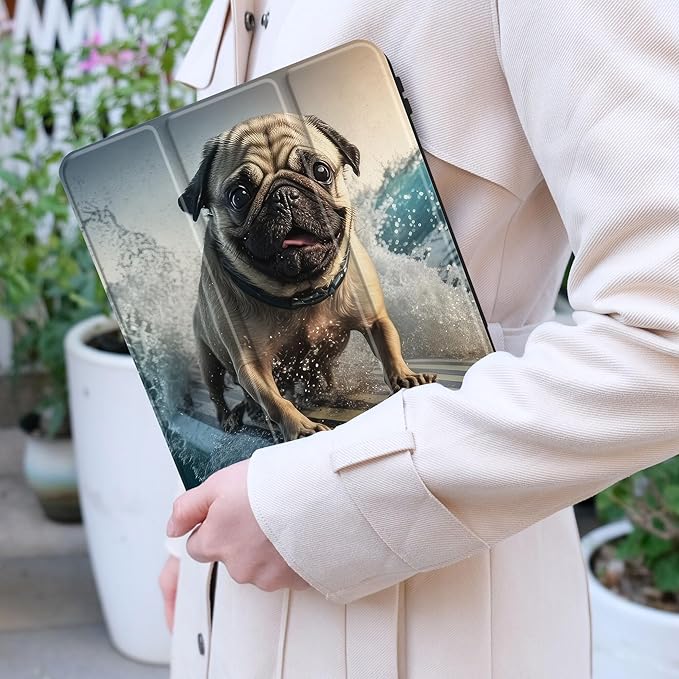 Case for Samsung Galaxy Tab S8 2022 & S7 2020, Shockproof Tablet Case for Samsung Tab S8/S7 11 inch with Auto Sleep/Wake & Trifold Stand & Soft TPU Back Cover, Dog Surfing