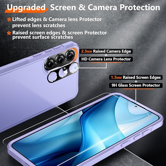 Red2Fire for Samsung Galaxy S25 Case, [Military Grade Drop Protection] Heavy Duty Full Body Shockproof Protection Non-Slip Phone Case for S25 Case 6.2 inch,Light Purple