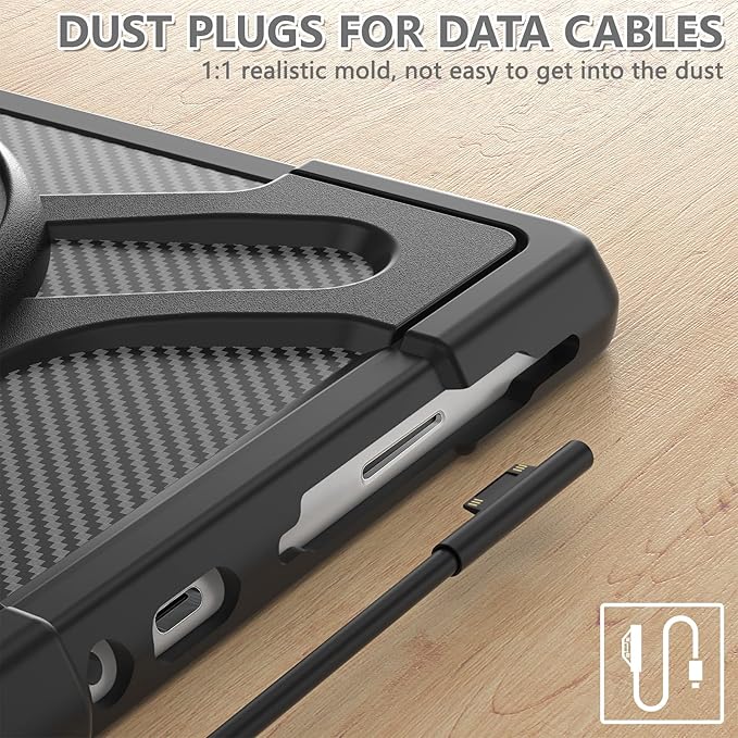 ZenRich Rugged Case with Keyboard for Surface Go 4/3/2/1, Bluetooth Keyboard Case for Microsoft Surface Go 4/3/2/1 with 360° Rotating Hand Strap & Stand