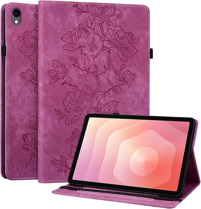 Case for Samsung Galaxy Tab S11 2025 11 inch (SM-X736B/X730), Slim PU Leather Folio Cover with Multi-Angle Stand and Pen Holder, Rose