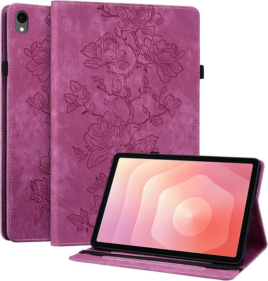 Case for Samsung Galaxy Tab S11 2025 11 inch (SM-X736B/X730), Slim PU Leather Folio Cover with Multi-Angle Stand and Pen Holder, Rose