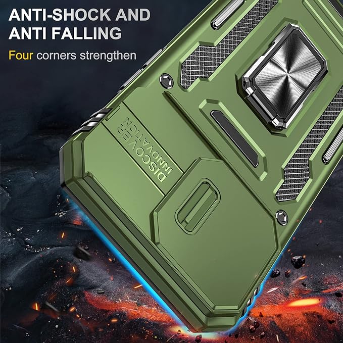 Case for iPhone 14 Pro Phone Case iPhone 14 Pro Case with Kickstand Ring Holder, with Camera Cover, with Magnetic Car Mount Function, for iPhone 14 Pro (Olive Green)