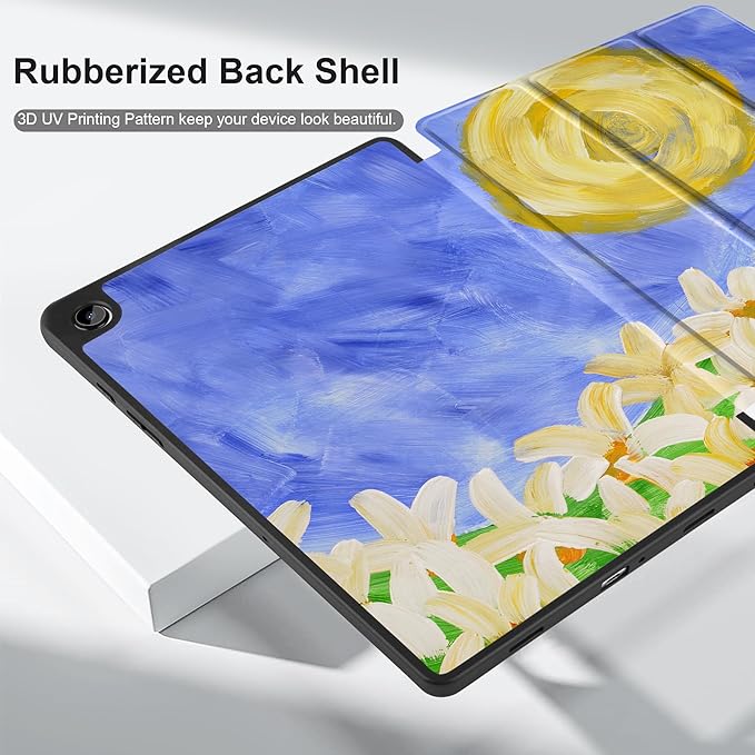 MEEgoodo Case for Samsung Galaxy Tab A9 Plus 11 inch Cover 2024 2023 with S Pen Holder, A9+ Smart Tablet Cases with Leather Trifold Stand+Soft TPU Back Shell+Smart Auto Wake/Sleep, Summer Flowers