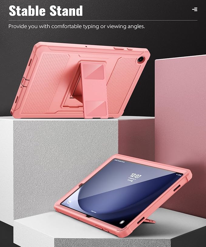 MoKo Case Fit Galaxy Tab A9 Plus 11-Inch 2023 (SM-X210/X216/X218), Shockproof Full Body Rugged Stand Back Cover Built-in Screen Protector Fit Galaxy Tab A9+ 11" 2023, Apricot Orange