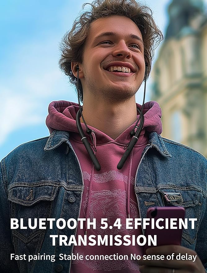 Air Tube Bluetooth Headphones with LED Battery Display,EMF Free Neckband Wireless Earbuds with 25H Playtime,HD Bass Airtube Headphone Emf Free with Mic And Controls,Airtube Earbuds For Sleep,Work,Gym