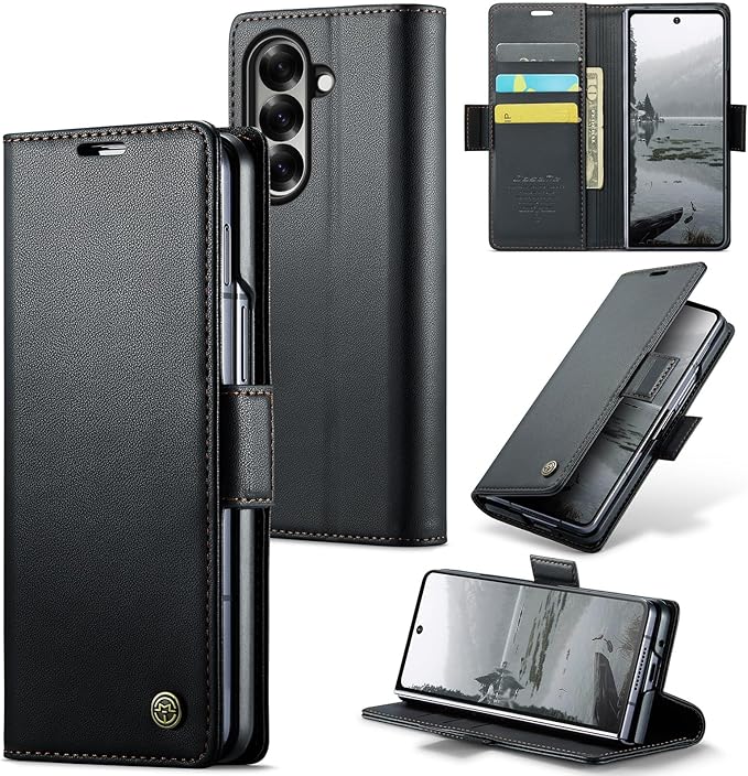 for Samsung Galaxy Z Fold 7 Case, Premium PU Leather Wallet Case Flip Cover with [RFID Blocking][Card Holder][Stand Function] Shockproof Protective for Samsung Galaxy Z Fold 7, Black