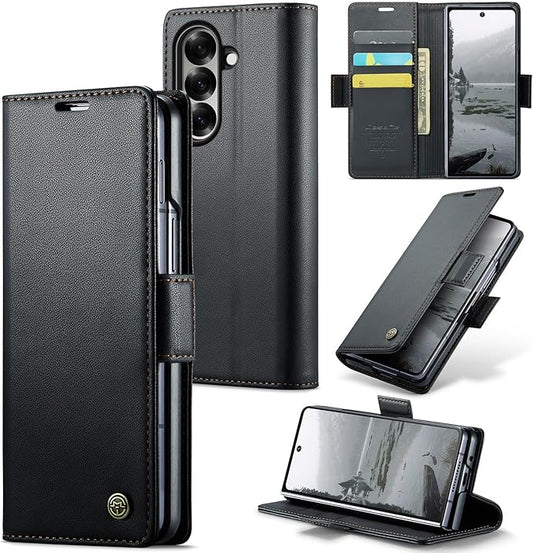 for Samsung Galaxy Z Fold 7 Case, Premium PU Leather Wallet Case Flip Cover with [RFID Blocking][Card Holder][Stand Function] Shockproof Protective for Samsung Galaxy Z Fold 7, Black
