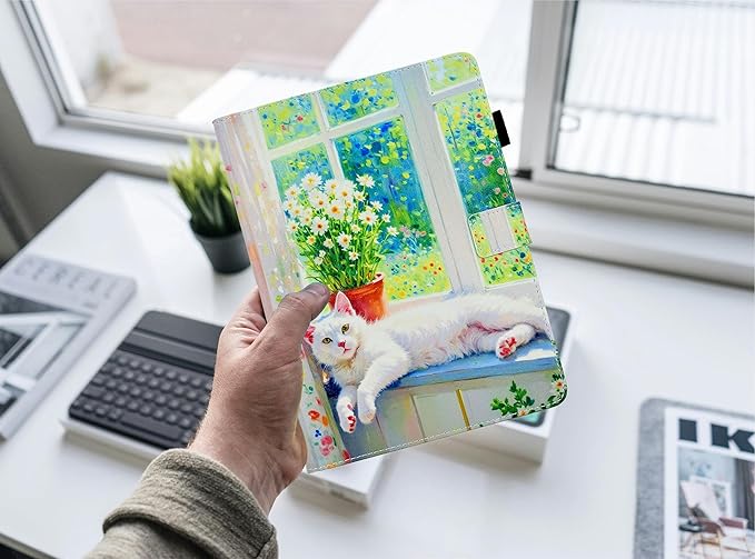 Case for Samsung Galaxy Tab A9+ Plus 11 Inch 2025 2024 2023 (SM-X210/X216/X218), Samsung Tablet A9 Plus Case, Cute PU Leather Folio Stand Cover for Galaxy Tab A9+, Auto Wake/Sleep - Chill Cat