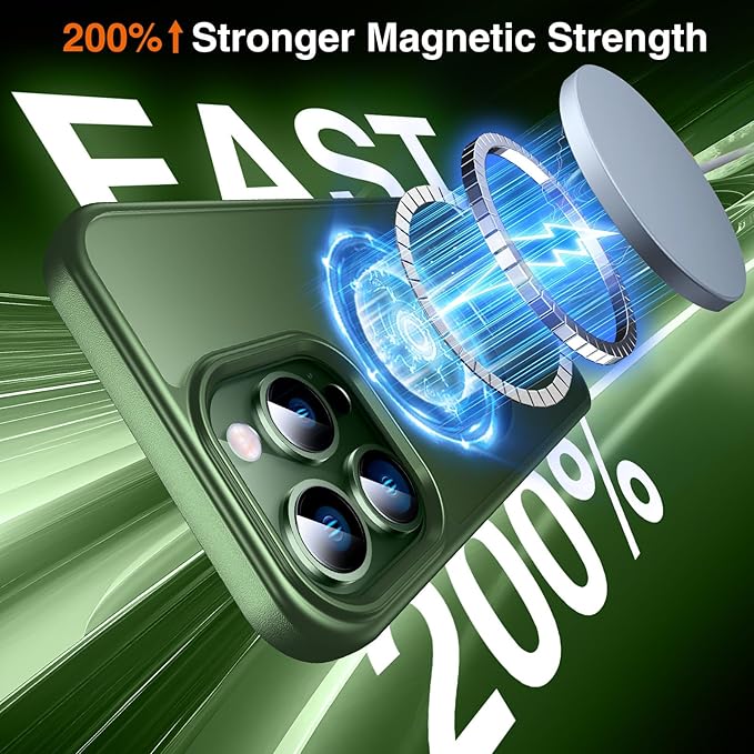 360° O-Ring MagStander for iPhone 13 Pro Case with Magnetic Kickstand Ring Holder [Compatible with MagSafe][360°Rotate Stand Ring][Military Shockproof] iPhone 13 Pro Phone Cover Matte Green