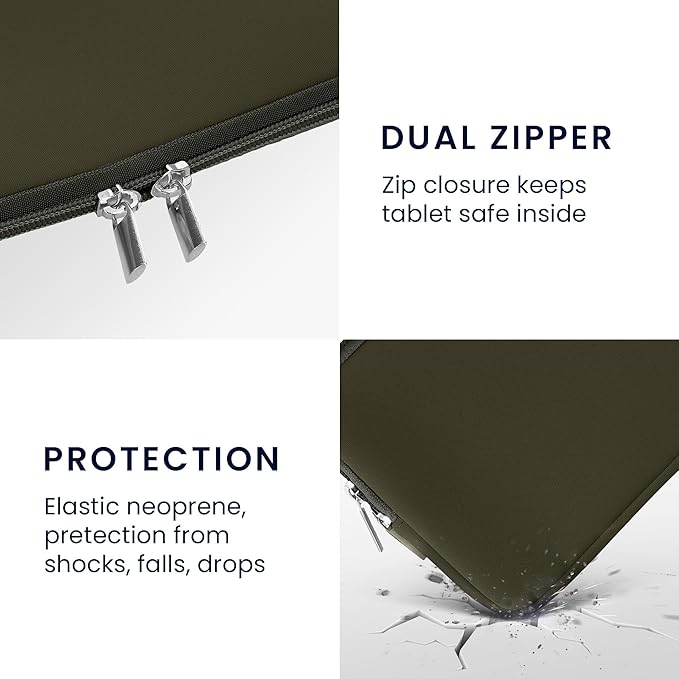 kwmobile Neoprene Pouch Compatible with 8"-8,4" Tablet - Universal Sleeve Case Cover with Zipper for Tablet - Dark Green