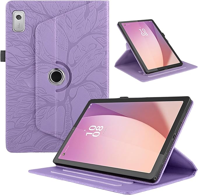 Rotating Case for Lenovo Tab M9 9.0 inch (TB-310FU) 2023 Released PU Leather Cover Lightweight Flip Stand Shell with Pen Holder for Lenovo Tab M9 9" 2023 Tablet-Purple