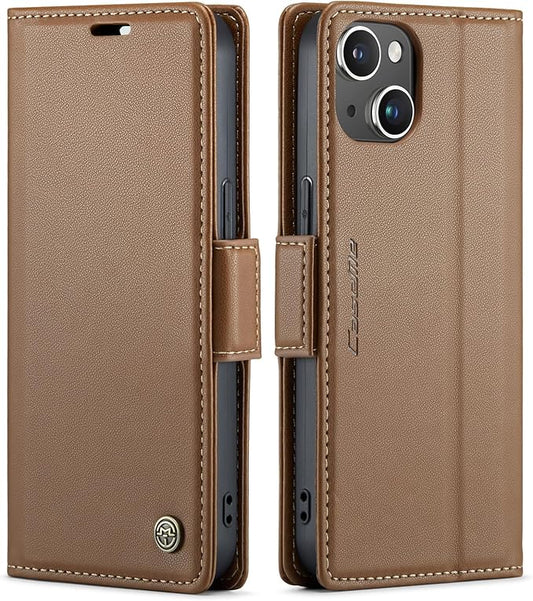 SINIANL Compatible with iPhone 15 Plus Wallet Case with RFID Blocking, for iPhone 15 Plus Case Wallet for Women Men Card Holder Magnetic Clasp Kickstand Leather Folio Case for iPhone 15 Plus Brown