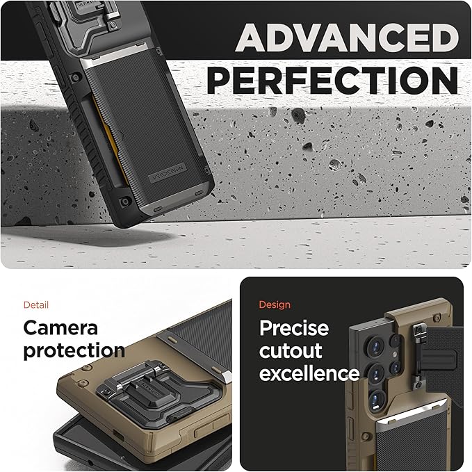 VRS DESIGN Damda Glide DuoGuard for Samsung Galaxy S24 Ultra Phone Case (2024), Premium Sturdy Fully Covered Camera Lens Protection Cover Card Holder Wallet Case (Logo Black)