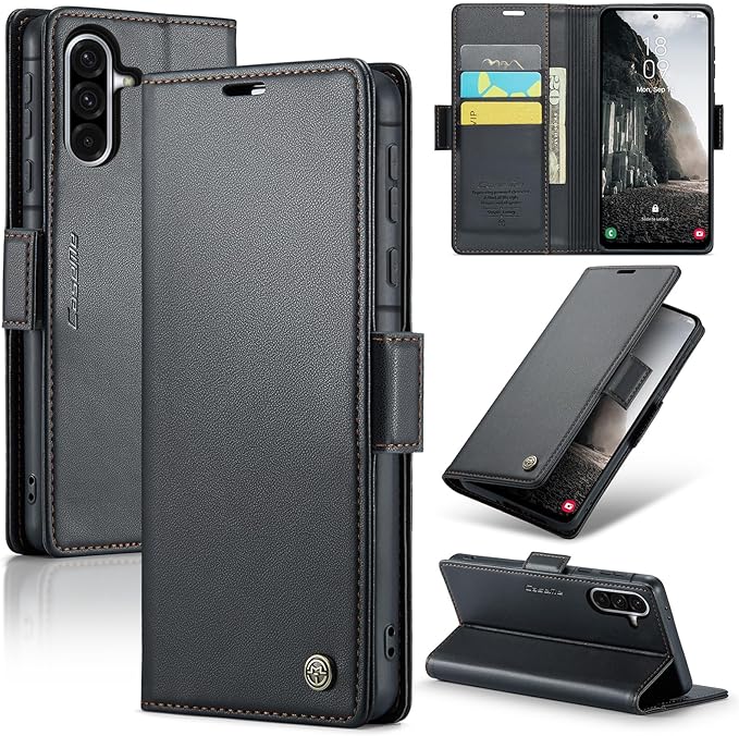 for Samsung Galaxy A56 5G Case, Premium PU Leather Wallet Case Flip Cover with [RFID Blocking][Card Holder][Stand Function] Shockproof Protective for Samsung Galaxy A56, Black