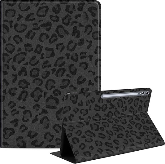 Case for Samsung Galaxy Tab S10 Ultra/Galaxy Tab S9/S8 Ultra 14.6-Inch, Slim PU Leather Stand Cover with Auto Wake/Sleep, Multi-Angle Viewing & Shockproof, Black Leopard Print