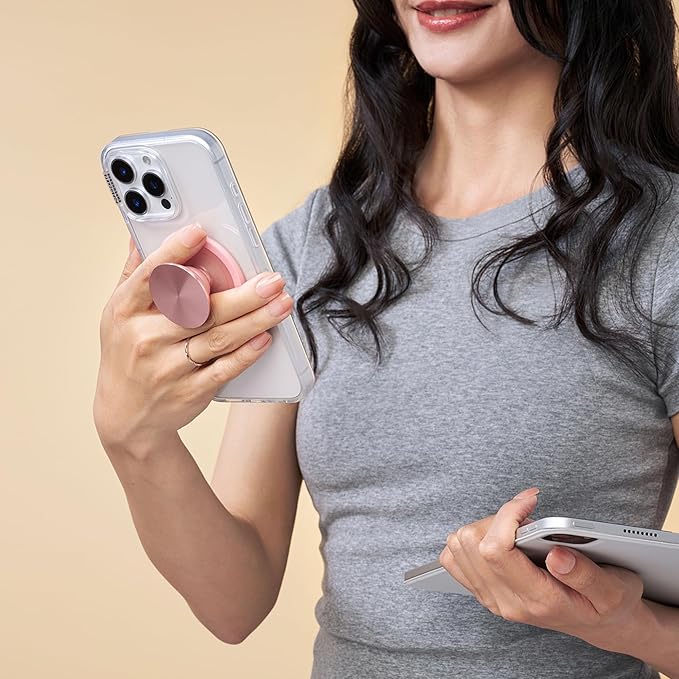 PopSockets Phone Grip for MagSafe with Kickstand, Magnetic Stand, Swappable Top, Secure Hold for iPhone MagSafe Cases, Phone & Tablet Grip - Dusty Rose